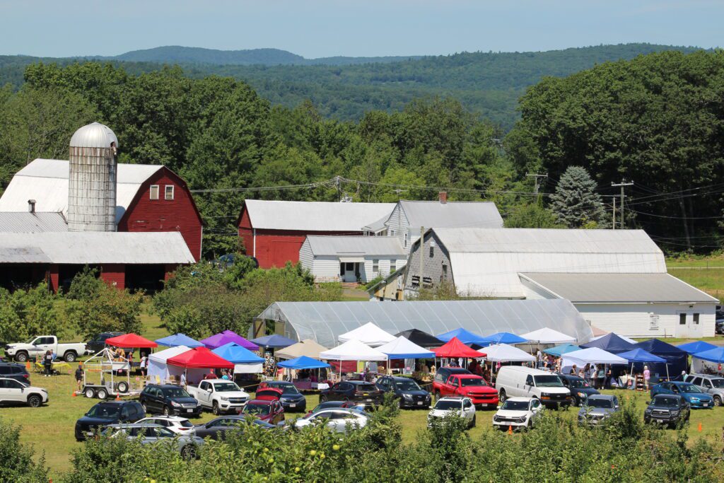 Visitors arriving for an orchard event at Bashista Orchards in Southampton, MA.