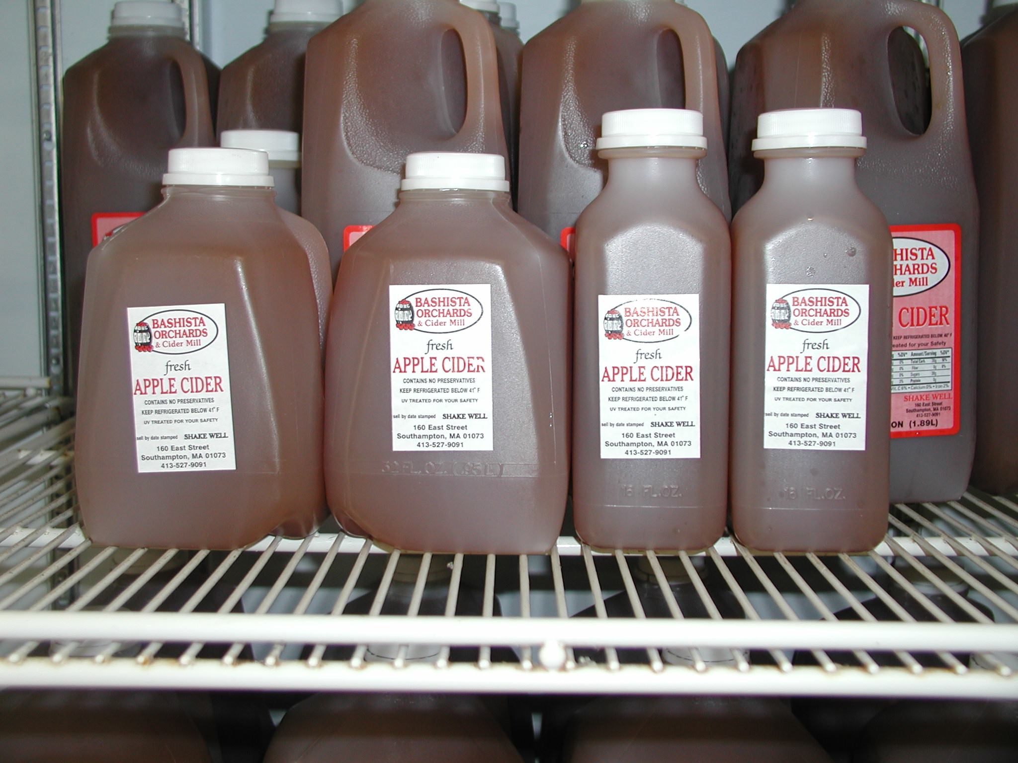 Fresh apple cider made from Bashista Orchards apples in Southampton, MA.